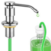 Adorabby Soap Dispenser for Kitchen Sink, Built-in Kitchen Sink Soap Dispenser, Brass Pump Head, 47' Tube Connects Directly to Soap Bottle, Refill from The Top (Brushed Nickel)