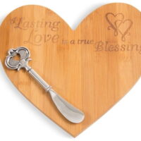 Cheese Board w/Spreader-Lasting Love Is A True Blessing (Heart Shaped) (9 x 8)