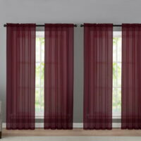 4 Pack Basic Home Rod Pocket Sheer Voile Window Curtains - Burgundy