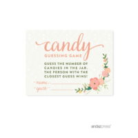 Candy Guessing Game  Floral Roses Girl Baby Shower Game, 30-Pack