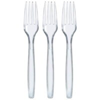 Disposable Clear Plastic Cutlery Disposable utensils Heavyweight 100 Count (Forks)
