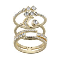 14Kt Gold Flash Plated Cubic Zirconia Moon Ring Trio