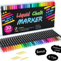 Chalk Markers, Shuttle Art 30 Vibrant Colors Liquid Chalk Markers Pens for Chalkboards, Windows, Glass, Cars, Water-based, Erasable, Reversible 3mm Fine Tip