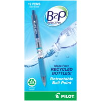 Pilot® B2P 'Bottle To Pen' Retractable Ballpoint Pens, Fine Point, 0.7 mm, 86% Recycled, Transparent Blue Barrel, Blue Ink, Pack Of 12