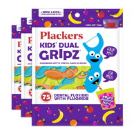Plackers Kids Dental Floss Picks, 75 Count - 3 pack