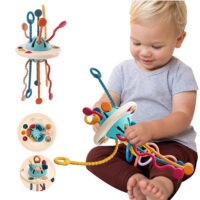 FAOVR Sensory Toys for Toddlers 18M+,Montessori Activity Toys for Babies,Pull String Activity UFO Toy with Food Grade Silicone, Travel Learning Educational Toys for 1-3 Year Old Boy Girl Baby