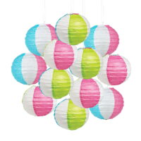 Mini Pool Party Beach Ball 4 1/2' Hanging Paper Lanterns, Party Decor, Birthday, 12 Pieces