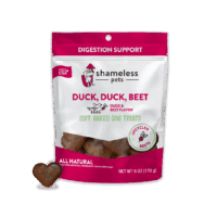 Shameless Pets, Duck & Beet Flavor, Soft Baked Dry Biscuit Treat for Dogs, Digestion Support, 6 oz. Pouch