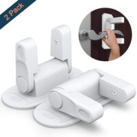 Amerteer Door Lever Lock(2 Pack) Baby Safety Locks,Child Proof Door Handle Lock 3M Adhesive-Kids Safety Lock White