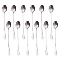 12pcs Long Handle Iced Tea Spoon Coffee Ice Cream Scoop Stainless Steel Cocktail Stirring Spoons