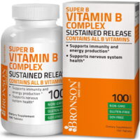 Super B Vitamin B Complex Sustained Slow Release (Vitamin B1, B2, B3, B6, B9, B12) Contains All B Vitamins, 100 Tablets