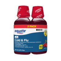 Equate Nighttime Cold & Flu Relief, Pain Reliever, Fever Reducer, Cough Suppressant, Antihistamine, Cherry Flavor, 24 fl oz, 2 Count