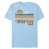 Men's Stranger Things Retro Hawkins Bikers  Graphic Tee Light Blue Small