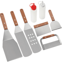 Powiller 8PCS Professional Griddle Accessories Kit - Heavy Duty Stainless Steel Grill Spatula Set for Grill Griddle Powiller Flat Top Outdoor Cooking - Great for Outdoor BBQ, Teppanyaki and Camping