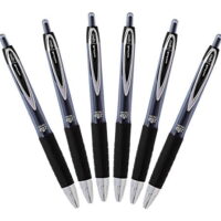 Uni-Ball Signo 207 Retractable Gel Pen, 0.5mm Micro Point, Black, Pack of 6