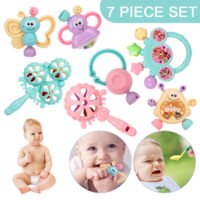 LNKOO 7Pcs Baby Rattle Toys, Infant Shaker, Teether, Grab and Spin Rattles, Musical Toy Set, Early Educational, Newborn Baby Gifts for 0, 3, 6, 9, 12 Months, Girls, Boys