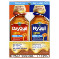 Vicks Dayquil & Nyquil Honey Cough, Cold and Flu Medicine, 12 oz 2 Pk