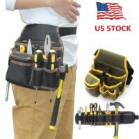 Costyle Electrician Open Top Tool Bag with Waist Belt, Hardware Toolkit Storage Pouch, Black