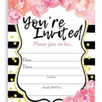 Watercolor Flower LARGE Invitations Graduation Invitations Wedding Shower Invitation Birthday Invitations - 10 Invitations + 10 Envelopes