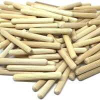 100 Pack 1/4' x 1 1/2' Wooden Dowel Pins Wood Kiln Dried Fluted and Beveled, Made of Hardwood in U.S.A