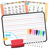 LotFancy Dry Erase Board, 11.8x8.34 in, 8 Markers 1 Educational Poster, White