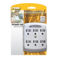 Prime PB801105 6 Outlet White Power Tap with Photocell Nightlight & Cover