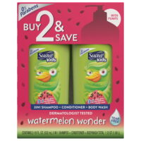 Suave Kids 3 in 1 Shampoo, Conditioner and Body Wash Wacky Melon, 18 oz (Pack of 2)