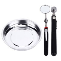 Mgaxyff Magnetic Parts Bowl,Magnetic Parts Tray,Magnetic Parts Tray Set Round Stainless Steel With Pick Up Tool Telescoping Mirror For Garage
