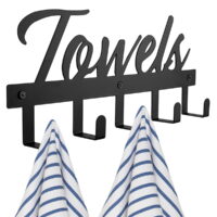 Bathroom Towel Rack Holder Hooks, Wall Mounted Space Saving Towel Holder Hooks Wall Towel Rack for Home Kitchen Bathroom Decor