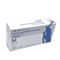 TRICARE MEDICAL, Nitrile Exam Gloves, Low Derma, Chemo Drug Tested, 4.7 Mil, Blue, Box of 100, Medium