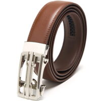 Men's Belt Genuine Leather Belt Automatic Buckle Ratchet Dress Belt for Men Perfect Fit Waist Size Up to 46'-Functional, Stylish and Durable