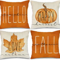 Fall Pillow Covers 18x18 Set of 4 for Fall Decor Pumpkin Maple Leaves Happy Harvest Outdoor Fall Pillows Decorative Throw Pillows Farmhouse Thanksgiving Decorations Love Autumn Cushion Case