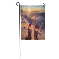 KDAGR Winter Sport Activity Hiker Looking Over His Snowshoes at The Beautiful Landscape in French Vercors Garden Flag Decorative Flag House Banner 12x18 inch