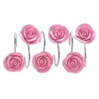 AGPtek 12PCS Fashion Decorative Home Rose Shower Curtain Hooks For Interior decoration Pink