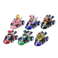 Super Mario Cart Figure Play Set 6Pcs Kart Pullback Cars Mario Mini Racer Action Figures Toy 2'