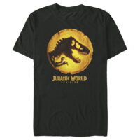 Men's Jurassic World: Dominion Glowing T. Rex Dinosaur Logo  Graphic Tee Black Large