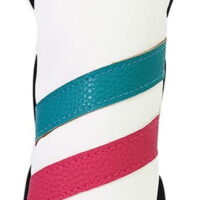 Majek Golf Vintage Headcovers White Seafoam Teal Pink Stripe Premium Retro Leather Style #5 Fairway Wood Head Cover Fits All Modern Metal Woods Classic Handcrafted Custom Designs Made in California