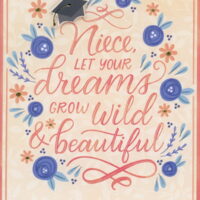 Designer Greetings Let Your Dreams Grow Wild and Beautiful 3D Tip On Grad Cap and Gems Hand Decorated Graduation Congratulations Card for Niece
