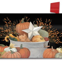Fall Bushel Primitive Large Magnetic Mailbox Cover Pumpkins Star Oversized