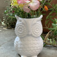 Multi-Purpose Ceramic Owl Utensil Holder, Vase - Ceramic White