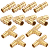 Muerk 1/2 inch T PEX Tee & 90 Degree Elbow & Straight Coupling 1/2' (pack of 12) Lead Free Brass Barb Crimp Pipe Fitting/Fittings