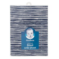 Gerber Stripe Cotton Fitted Crib Sheet in Navy/Ivory