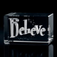 Lifebeats 'Believe' 3x2' Laser Engraved Crystal Cube