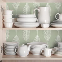 AMAZING WALL Home Modern Style Striped Feather Leaves Printed Peel And Stick Self-Adhesive Wallpaper Wall Mural Decoration 15.7 x 47.2'