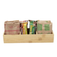 Mind Reader 3-Section Bamboo Organizer, Office Desk Organizer, Countertop Organizer, Makeup Organizer, Breakroom Organizer