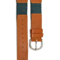16MM GREEN BROWN LEATHER NYLON IRONMAN EXPEDITION INDIGLO WATCH BAND STRAP