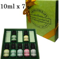 Essential Oil Gift Set of 7 Aromatherapy ( 7 x 10 mL ) - Clove Leaf, Lemongrass, Peppermint, Rosemary, Tea Tree, Basil, Spearmint - Therapeutic Grade by Sponix Made in USA (FAST SHIPPING)