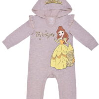 Disney Girl's Belle Princess, Future Mermaid Princess Ariel, or Cinderella Royally, Hooded Coverall Bodysuit
