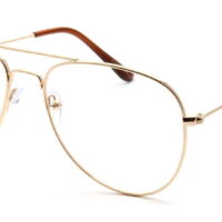 Skylark Retro Aviator Clear Lens Vintage Gold Metal Frame Glasses