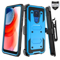 Case for Motorola Moto G Play 2021 Belt Clip Holster Kickstand Shock Proof Phone Case [Built in Screen Protector] for Moto G Play 2021 - Blue